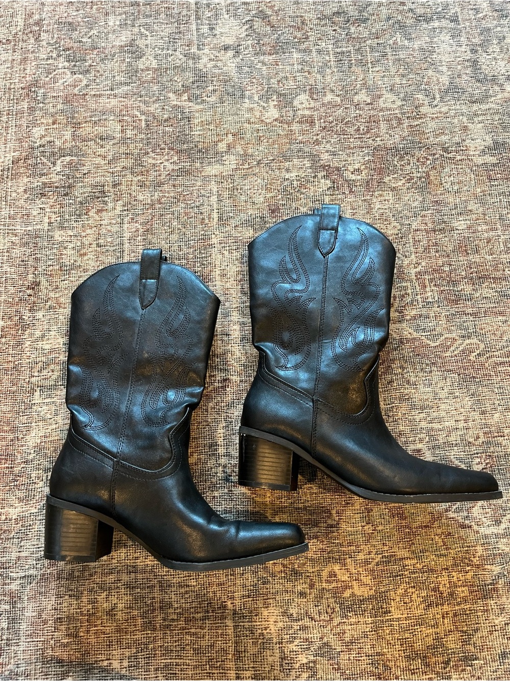 Classic Black Women's Heeled Western Boots
